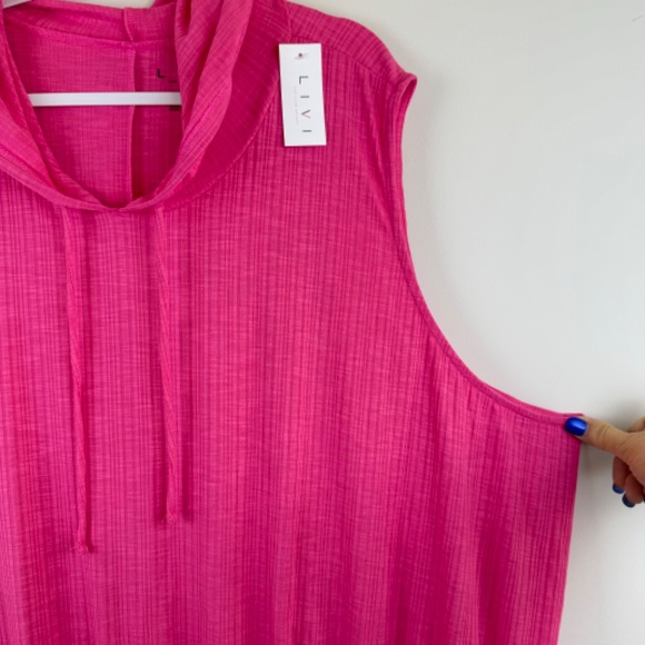 LIVI LANE BRYANT Pink Flame Sleeveless Hooded Ribbed Dress NWT / Plus 38 - 40 - Picture 3 of 16